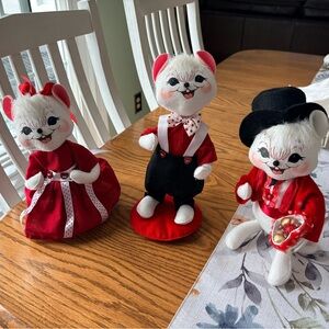 Annalee Red and White Mouse Trio